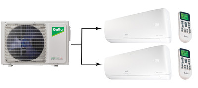 Мульти сплит-система на 2 комнаты Ballu Free Match ERP R32 BA2OI-FM-18HN8/BSUI-FM-09HN8/BSUI-FM-12HN8/EU