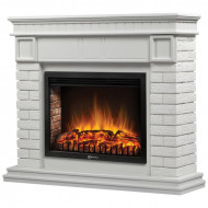 Каминокомплект: Очаг Electrolux EFP/P-3020LS N, портал Bricks 30 камень белый, белая эмаль Каминокомплект: Очаг Electrolux EFP/P-3020LS N, портал Bricks 30 камень белый, белая эмаль