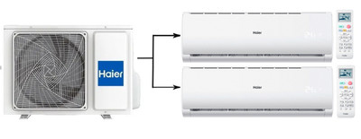 Мульти сплит-система на 2 комнаты Haier Leader Super Match 2U40S2SM1FA/AS09TS6HRA-M/AS12TS6HRA-M