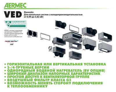 Канальный фанкойл до 8 кВт Aermec VED 532I Канальный фанкойл до 8 кВт Aermec VED 532I
