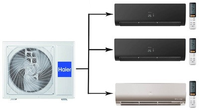 Мульти сплит-система на 3 комнаты Haier Flexis Super Match 3U70S2SR5FA/AS25S2SF2FA-G/AS25S2SF2FA-B*2шт Мульти сплит-система на 3 комнаты Haier Flexis Super Match 3U70S2SR5FA/AS25S2SF2FA-G/AS25S2SF2FA-B*2шт