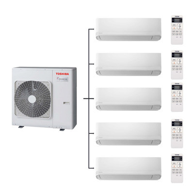 Мульти сплит-система на 5 комнат Toshiba RAS-5M34U2AVG-E/RAS-B07J2KVG-E*5шт